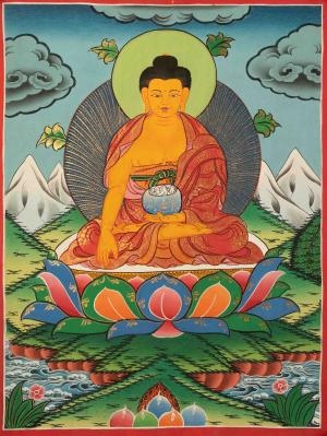 Hand-Painted Shakyamuni Buddha Thangka | Tibetan Buddhist Arts | Wall Hanging